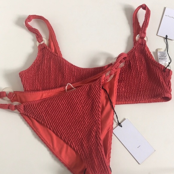 Revolve Lovewave Coral Smocked Bikini Large - Picture 5 of 8